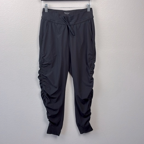Athleta Attitude Pant Black Athletic Pull-on Tie Jogger Ruched Sides Dance 2 - Picture 6 of 11
